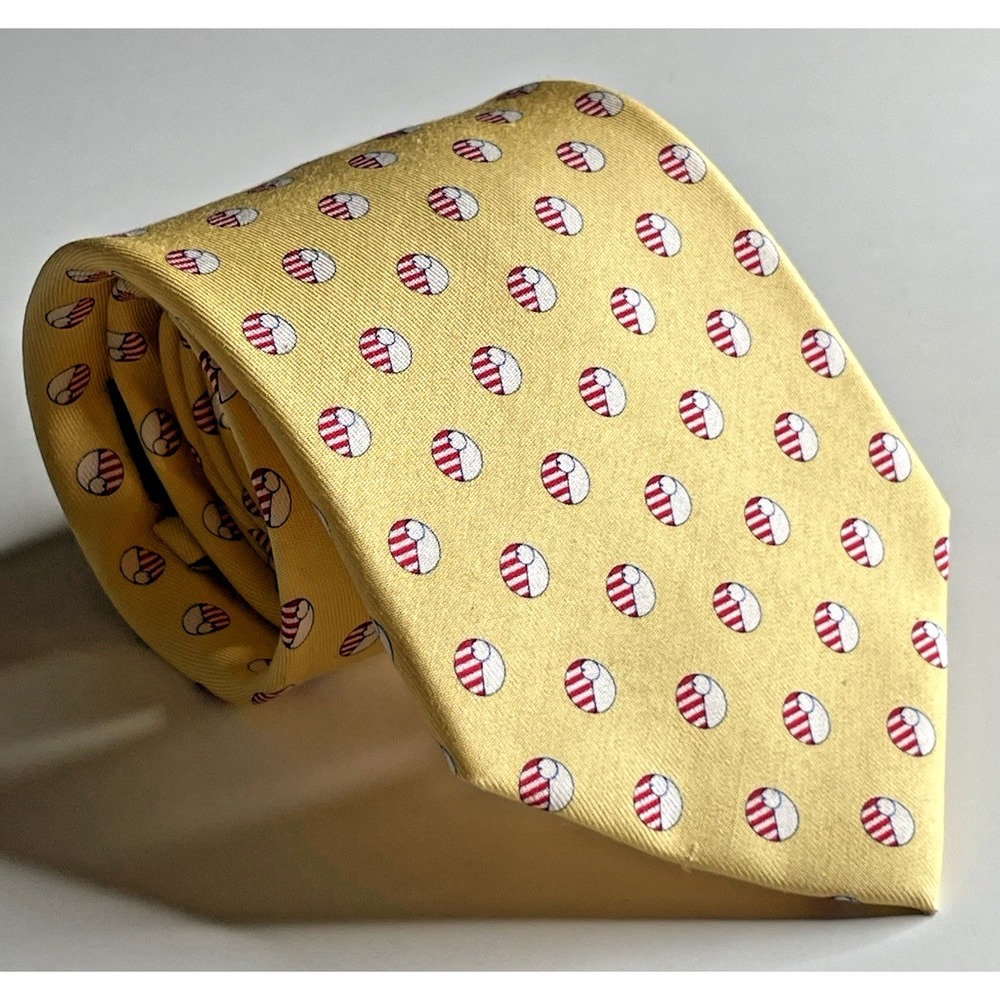 Vineyard Vines U.S. Squash Racquets Assoc. Yellow Men's Silk Neck Tie 58" x 3.75